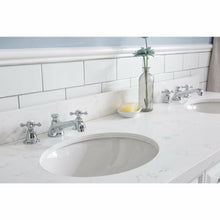 Load image into Gallery viewer, Water Creation 60&quot; Palace Collection Quartz Carrara Pure White Bathroom Vanity Set With Hardware And F2-0009 Faucets, Mirror in Chrome Finish- Water Creation