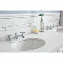 Load image into Gallery viewer, Water Creation 60&quot; Palace Collection Quartz Carrara Pure White Bathroom Vanity Set With Hardware And F2-0009 Faucets in Chrome Finish- Water Creation