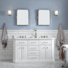 Load image into Gallery viewer, Water Creation 60&quot; Palace Collection Quartz Carrara Pure White Bathroom Vanity Set With Hardware in Polished Nickel (PVD) Finish- Water Creation