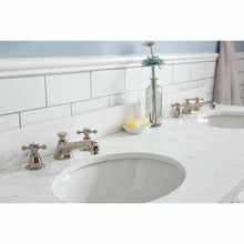 Load image into Gallery viewer, Water Creation 60&quot; Palace Collection Quartz Carrara Pure White Bathroom Vanity Set With Hardware And F2-0009 Faucets in Polished Nickel (PVD) Finish- Water Creation