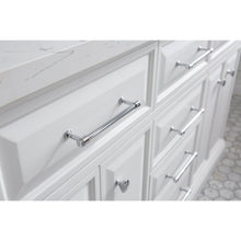 Load image into Gallery viewer, Water Creation 60&quot; Palace Collection Quartz Carrara Pure White Bathroom Vanity Set With Hardware And F2-0012 Faucets, Mirror in Chrome Finish- Water Creation
