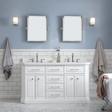Load image into Gallery viewer, Water Creation 60&quot; Palace Collection Quartz Carrara Pure White Bathroom Vanity Set With Hardware And F2-0012 Faucets, Mirror in Polished Nickel (PVD) Finish- Water Creation