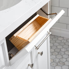 Load image into Gallery viewer, Water Creation 60&quot; Palace Collection Quartz Carrara Pure White Bathroom Vanity Set With Hardware And F2-0012 Faucets in Polished Nickel (PVD) Finish- Water Creation