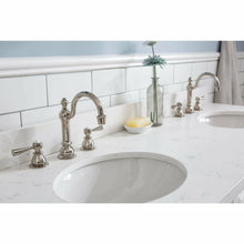 Load image into Gallery viewer, Water Creation 60&quot; Palace Collection Quartz Carrara Pure White Bathroom Vanity Set With Hardware And F2-0012 Faucets in Polished Nickel (PVD) Finish- Water Creation