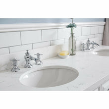 Load image into Gallery viewer, Water Creation 60&quot; Palace Collection Quartz Carrara Pure White Bathroom Vanity Set With Hardware And F2-0013 Faucets in Chrome Finish- Water Creation