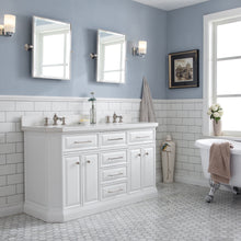 Load image into Gallery viewer, Water Creation 60&quot; Palace Collection Quartz Carrara Pure White Bathroom Vanity Set With Hardware And F2-0013 Faucets, Mirror in Polished Nickel (PVD) Finish- Water Creation