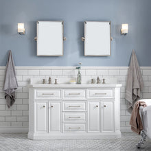 Load image into Gallery viewer, Water Creation 60&quot; Palace Collection Quartz Carrara Pure White Bathroom Vanity Set With Hardware And F2-0013 Faucets in Polished Nickel (PVD) Finish- Water Creation