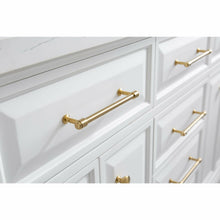 Load image into Gallery viewer, Water Creation 60&quot; Palace Collection Quartz Carrara Pure White Bathroom Vanity Set With Hardware And F2-0013 Faucets in Satin Gold Finish And Only Mirrors in Chrome Finish- Water Creation