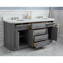 Load image into Gallery viewer, Water Creation 72&quot; Palace Collection Quartz Carrara Cashmere Grey Bathroom Vanity Set With Hardware And F2-0009 Faucets, Mirror in Polished Nickel (PVD) Finish- Water Creation