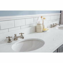 Load image into Gallery viewer, Water Creation 72&quot; Palace Collection Quartz Carrara Cashmere Grey Bathroom Vanity Set With Hardware And F2-0009 Faucets, Mirror in Polished Nickel (PVD) Finish- Water Creation