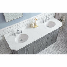 Load image into Gallery viewer, Water Creation 72&quot; Palace Collection Quartz Carrara Cashmere Grey Bathroom Vanity Set With Hardware And F2-0012 Faucets in Chrome Finish- Water Creation
