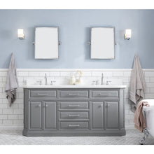 Load image into Gallery viewer, Water Creation 72&quot; Palace Collection Quartz Carrara Cashmere Grey Bathroom Vanity Set With Hardware And F2-0012 Faucets, Mirror in Chrome Finish- Water Creation