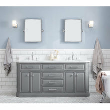 Load image into Gallery viewer, Water Creation 72&quot; Palace Collection Quartz Carrara Cashmere Grey Bathroom Vanity Set With Hardware And F2-0012 Faucets in Chrome Finish- Water Creation