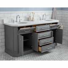 Load image into Gallery viewer, Water Creation 72&quot; Palace Collection Quartz Carrara Cashmere Grey Bathroom Vanity Set With Hardware And F2-0012 Faucets in Chrome Finish- Water Creation