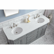 Load image into Gallery viewer, Water Creation 72&quot; Palace Collection Quartz Carrara Cashmere Grey Bathroom Vanity Set With Hardware And F2-0012 Faucets, Mirror in Polished Nickel (PVD) Finish- Water Creation