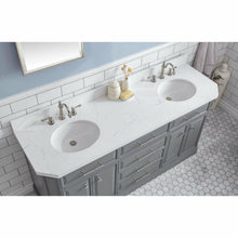 Load image into Gallery viewer, Water Creation 72&quot; Palace Collection Quartz Carrara Cashmere Grey Bathroom Vanity Set With Hardware And F2-0012 Faucets in Polished Nickel (PVD) Finish- Water Creation
