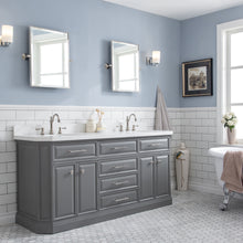 Load image into Gallery viewer, Water Creation 72&quot; Palace Collection Quartz Carrara Cashmere Grey Bathroom Vanity Set With Hardware And F2-0012 Faucets in Polished Nickel (PVD) Finish- Water Creation