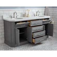 Load image into Gallery viewer, Water Creation 72&quot; Palace Collection Quartz Carrara Cashmere Grey Bathroom Vanity Set With Hardware And F2-0012 Faucets in Polished Nickel (PVD) Finish- Water Creation
