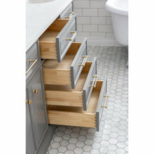 Load image into Gallery viewer, Water Creation 72&quot; Palace Collection Quartz Carrara Cashmere Grey Bathroom Vanity Set With Hardware And F2-0012 Faucets in Satin Gold Finish And Only Mirrors in Chrome Finish- Water Creation