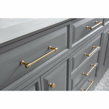 Load image into Gallery viewer, Water Creation 72&quot; Palace Collection Quartz Carrara Cashmere Grey Bathroom Vanity Set With Hardware in Satin Gold Finish And Only Mirrors in Chrome Finish- Water Creation
