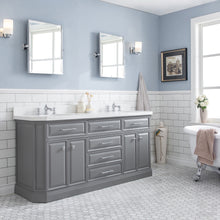 Load image into Gallery viewer, Water Creation 72&quot; Palace Collection Quartz Carrara Cashmere Grey Bathroom Vanity Set With Hardware And F2-0013 Faucets in Chrome Finish- Water Creation