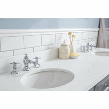 Load image into Gallery viewer, Water Creation 72&quot; Palace Collection Quartz Carrara Cashmere Grey Bathroom Vanity Set With Hardware And F2-0013 Faucets in Chrome Finish- Water Creation