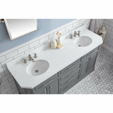 Load image into Gallery viewer, Water Creation 72&quot; Palace Collection Quartz Carrara Cashmere Grey Bathroom Vanity Set With Hardware And F2-0013 Faucets in Polished Nickel (PVD) Finish- Water Creation