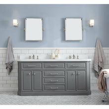 Load image into Gallery viewer, Water Creation 72&quot; Palace Collection Quartz Carrara Cashmere Grey Bathroom Vanity Set With Hardware And F2-0013 Faucets, Mirror in Polished Nickel (PVD) Finish- Water Creation