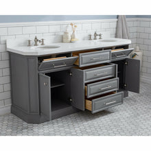 Load image into Gallery viewer, Water Creation 72&quot; Palace Collection Quartz Carrara Cashmere Grey Bathroom Vanity Set With Hardware And F2-0013 Faucets in Polished Nickel (PVD) Finish- Water Creation