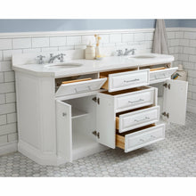 Load image into Gallery viewer, Water Creation 72&quot; Palace Collection Quartz Carrara Pure White Bathroom Vanity Set With Hardware, Mirror in Chrome Finish- Water Creation
