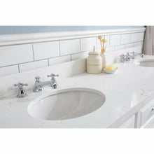 Load image into Gallery viewer, Water Creation 72&quot; Palace Collection Quartz Carrara Pure White Bathroom Vanity Set With Hardware And F2-0009 Faucets in Chrome Finish- Water Creation