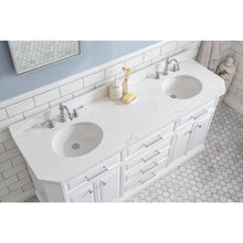 Load image into Gallery viewer, Water Creation 72&quot; Palace Collection Quartz Carrara Pure White Bathroom Vanity Set With Hardware And F2-0012 Faucets in Chrome Finish- Water Creation