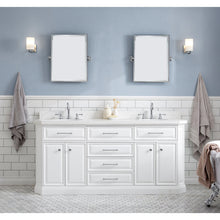 Load image into Gallery viewer, Water Creation 72&quot; Palace Collection Quartz Carrara Pure White Bathroom Vanity Set With Hardware And F2-0012 Faucets, Mirror in Chrome Finish- Water Creation