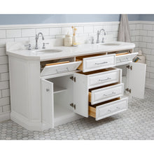 Load image into Gallery viewer, Water Creation 72&quot; Palace Collection Quartz Carrara Pure White Bathroom Vanity Set With Hardware And F2-0012 Faucets, Mirror in Chrome Finish- Water Creation