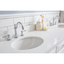 Load image into Gallery viewer, Water Creation 72&quot; Palace Collection Quartz Carrara Pure White Bathroom Vanity Set With Hardware And F2-0012 Faucets in Chrome Finish- Water Creation
