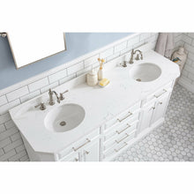 Load image into Gallery viewer, Water Creation 72&quot; Palace Collection Quartz Carrara Pure White Bathroom Vanity Set With Hardware And F2-0012 Faucets in Polished Nickel (PVD) Finish- Water Creation