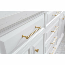 Load image into Gallery viewer, Water Creation 72&quot; Palace Collection Quartz Carrara Pure White Bathroom Vanity Set With Hardware in Satin Gold Finish And Only Mirrors in Chrome Finish- Water Creation