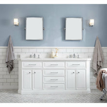 Load image into Gallery viewer, Water Creation 72&quot; Palace Collection Quartz Carrara Pure White Bathroom Vanity Set With Hardware And F2-0013 Faucets in Chrome Finish- Water Creation