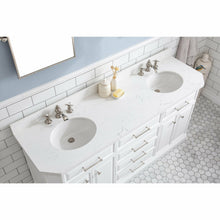 Load image into Gallery viewer, Water Creation 72&quot; Palace Collection Quartz Carrara Pure White Bathroom Vanity Set With Hardware And F2-0013 Faucets, Mirror in Polished Nickel (PVD) Finish- Water Creation
