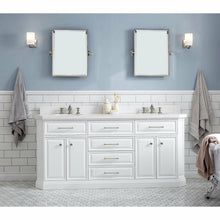 Load image into Gallery viewer, Water Creation 72&quot; Palace Collection Quartz Carrara Pure White Bathroom Vanity Set With Hardware And F2-0013 Faucets in Polished Nickel (PVD) Finish- Water Creation