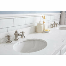 Load image into Gallery viewer, Water Creation 72&quot; Palace Collection Quartz Carrara Pure White Bathroom Vanity Set With Hardware And F2-0013 Faucets, Mirror in Polished Nickel (PVD) Finish- Water Creation