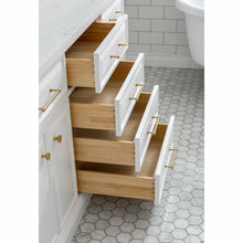 Load image into Gallery viewer, Water Creation 72&quot; Palace Collection Quartz Carrara Pure White Bathroom Vanity Set With Hardware And F2-0013 Faucets in Satin Gold Finish And Only Mirrors in Chrome Finish- Water Creation