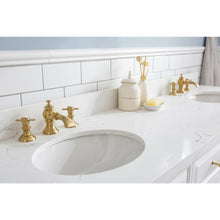 Load image into Gallery viewer, Water Creation 72&quot; Palace Collection Quartz Carrara Pure White Bathroom Vanity Set With Hardware And F2-0013 Faucets in Satin Gold Finish And Only Mirrors in Chrome Finish- Water Creation