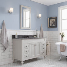 Load image into Gallery viewer, Water Creation Potenza 48&quot; Bathroom Vanity in Earl Grey with Blue Limestone Top with Faucet and Mirror- Water Creation