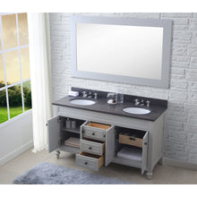 Load image into Gallery viewer, Water Creation 60 Inch Earl Grey Double Sink Bathroom Vanity With Matching Framed Mirror And Faucets From The Potenza Collection- Water Creation