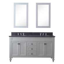 Load image into Gallery viewer, Water Creation 60 Inch Earl Grey Double Sink Bathroom Vanity With 2 Matching Framed Mirrors And Faucets From The Potenza Collection- Water Creation