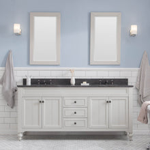 Load image into Gallery viewer, Water Creation Potenza 72&quot; Bathroom Vanity in Earl Grey with Blue Limestone Top with Faucet and Small Mirror- Water Creation