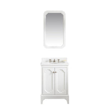 Load image into Gallery viewer, Water Creation Queen 24-Inch Single Sink Quartz Carrara Vanity In Pure White With Matching Mirror(s) and F2-0009-05-BX Lavatory Faucet(s)- Water Creation
