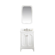 Load image into Gallery viewer, Water Creation Queen 24-Inch Single Sink Quartz Carrara Vanity In Pure White With Matching Mirror(s) and F2-0013-05-FX Lavatory Faucet(s)- Water Creation