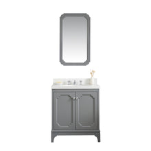 Load image into Gallery viewer, Water Creation Queen 30-Inch Single Sink Quartz Carrara Vanity In Cashmere Grey With Matching Mirror(s)- Water Creation